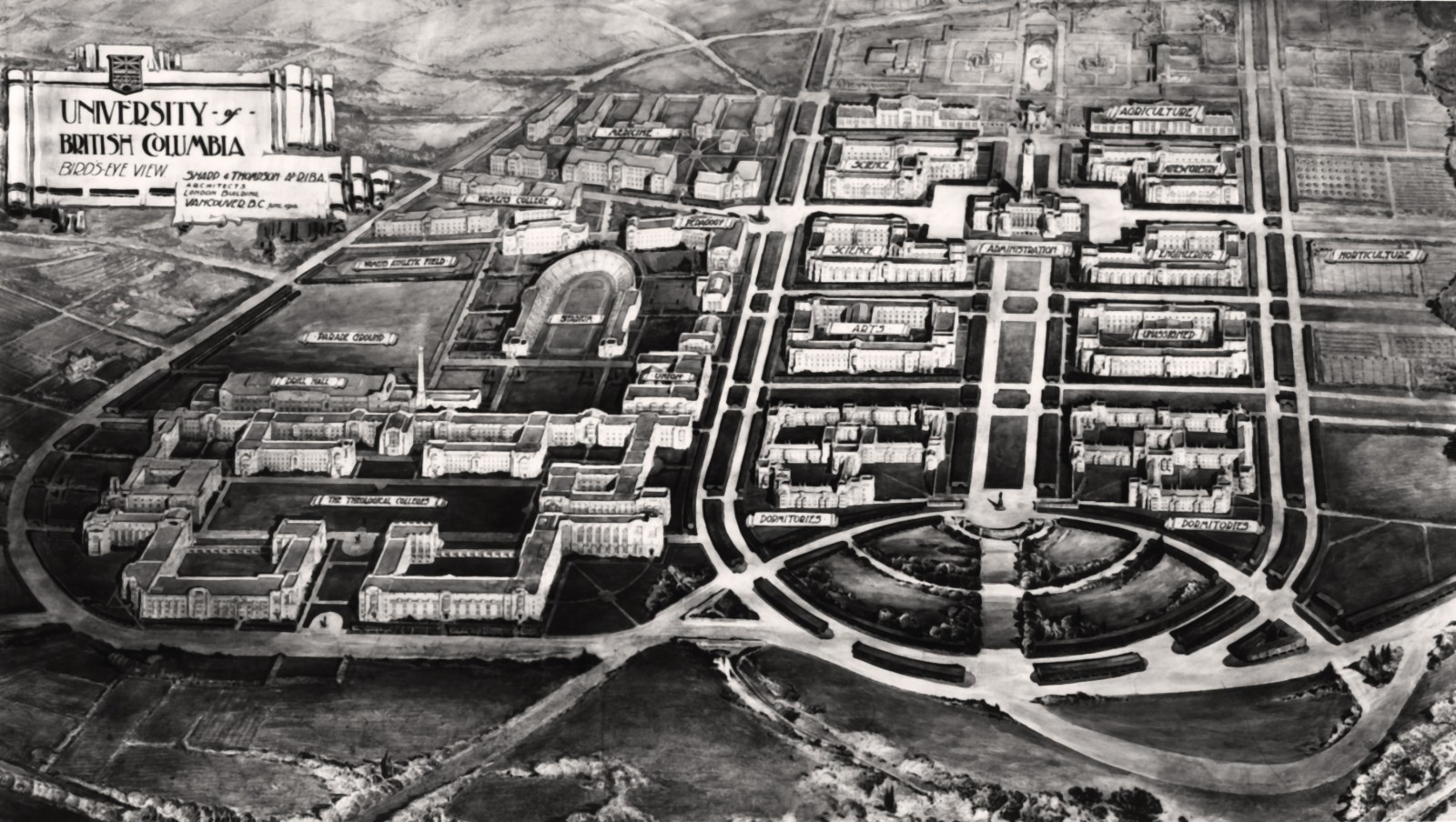 A drawing of the Sharp and Thompson UBC plan