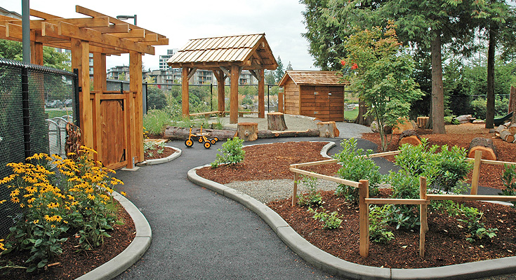Curving pathways in the playground