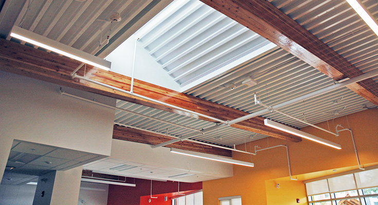 Large skylights in the ceiling