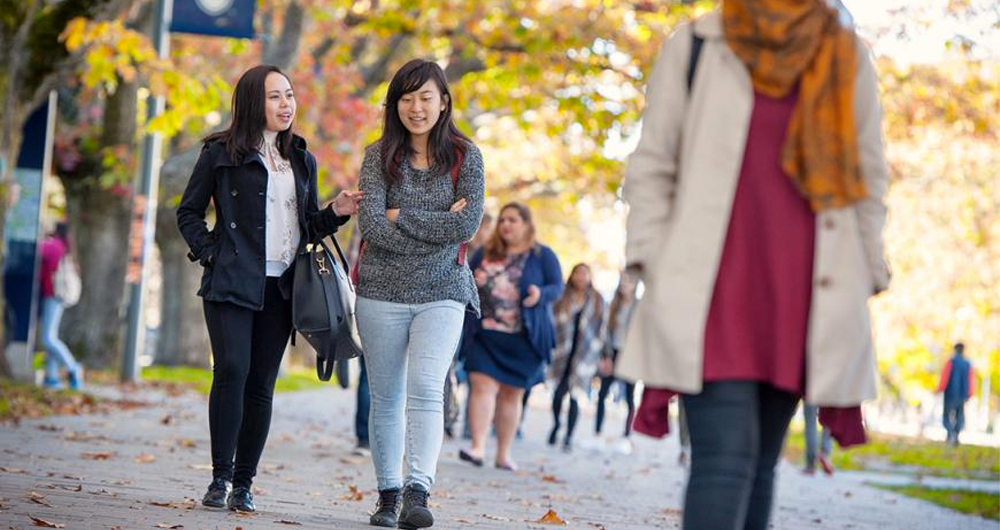 Walking on Main Mall