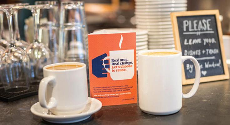 Coffee in enamel coffee cups at a cafe