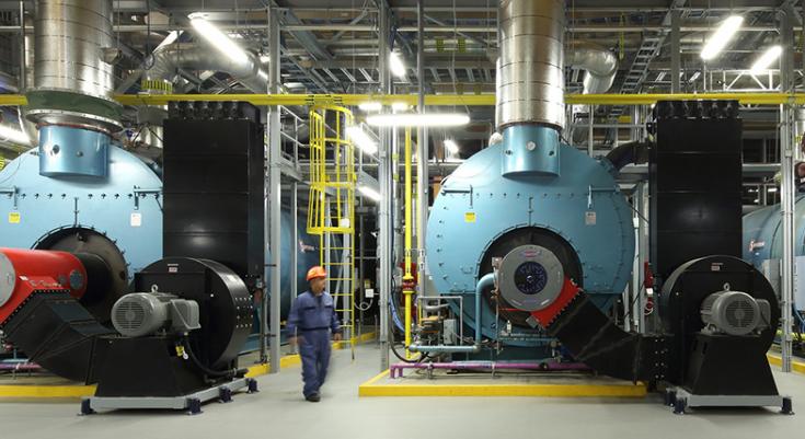 A worker in the Campus Energy Centre