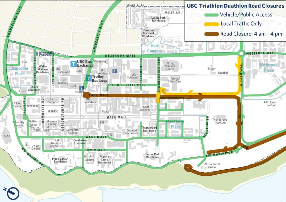 UBC Triathlon 2025 Road Closures