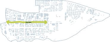 Map showing East Mall landscape corridor