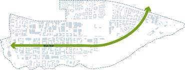 Map showing Main Mall landscape corridor