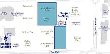 banner large tall wood and soccer fields