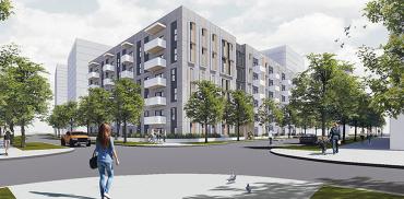 A rendering of the new Evolve building in Wesbrook Place