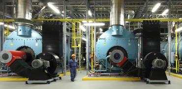 A worker in the Campus Energy Centre