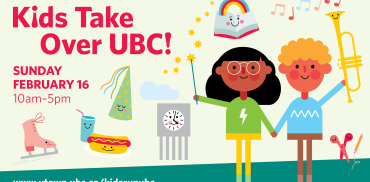 Kids Take Over poster, cartoon kids surrounded by toys