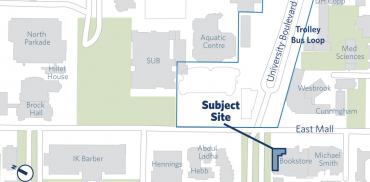Map showing the proposed bookstore location