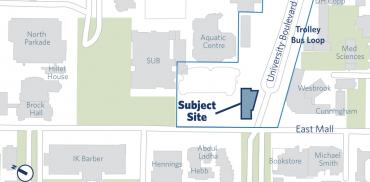 Map showing where the alumni centre is